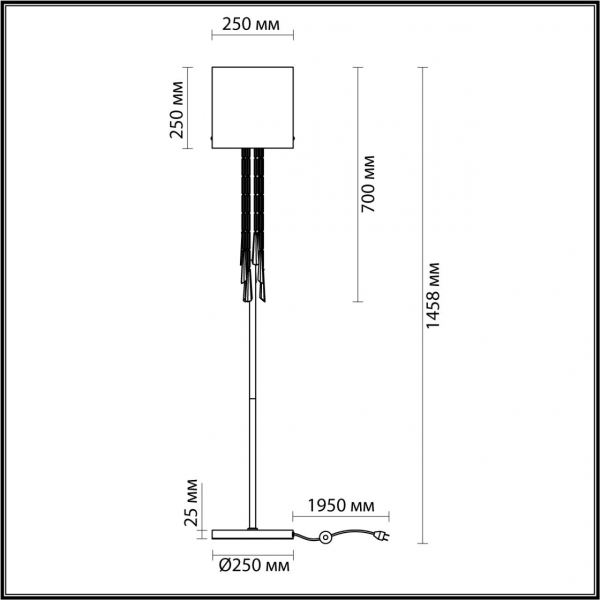 4890/1F HALL ODL_EX23 91 черный хром/дымчатый/ металл/стекло Торшер E27 1*40W NICOLE, изображение 7