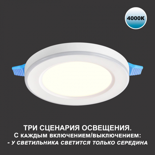 359016 SPOT NT23 296 белый Светильник встраиваемый светодиодный (три сценария работы) IP20 LED 4000К 18W+6W 100-265V 1680Лм SPAN, изображение 7