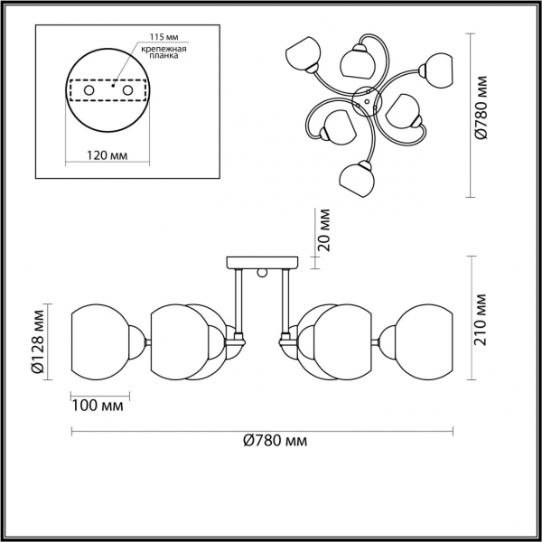 4591/6C COMFI LN22 238 хром Люстра Потолочная E27 6*40W 220V SYDNEE, изображение 3