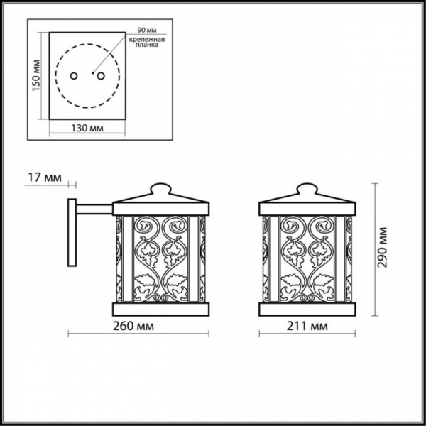 2286/1W NATURE ODL12 659 патина коричневый Уличный настен светильник IP44 E27 100W 220V LAGRA, изображение 4