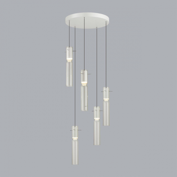 5058/25LB PENDANT ODL24 325 белый/прозрачный/металл/стекло Люстра каскадная LED 5*5W 3000K SCROW, изображение 3