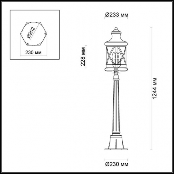 4045/3F NATURE ODL18 655 черный/золотая патина Уличный светильник, 124см IP44 E14 3*60W 220V SATION, изображение 4