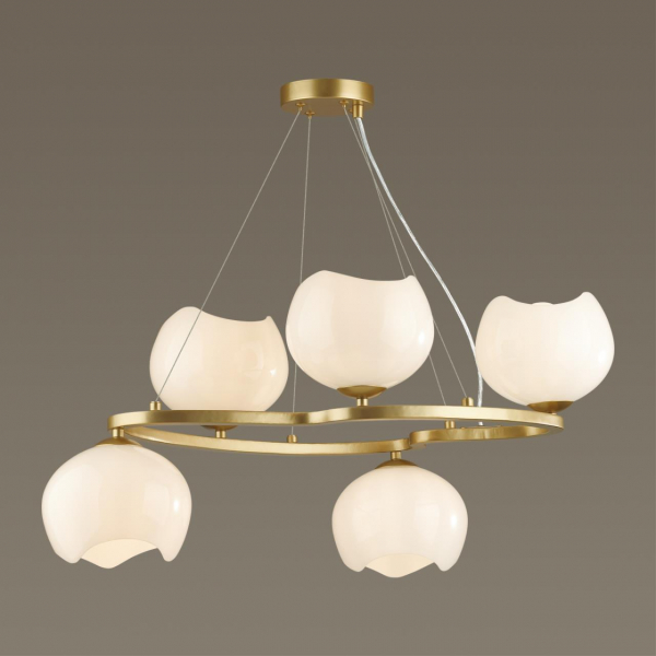 4873/5 MODERN ODL_EX22 83 золотой/белый/стекло Люстра E14 5*40W WATERLILY, изображение 3
