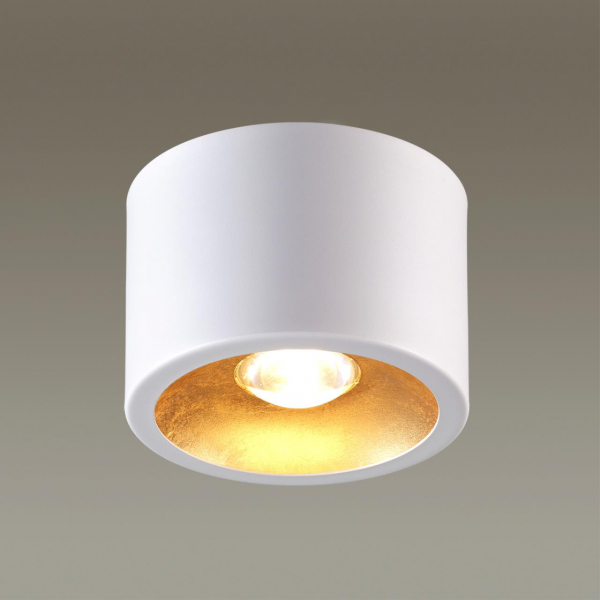 6668/1CL HIGHTECH ODL19 275 белый с золотым фольг-м Потолочной накладной светильник LED GU10 1*7W 220V GLASGOW (вместо 3877/1CL), изображение 3