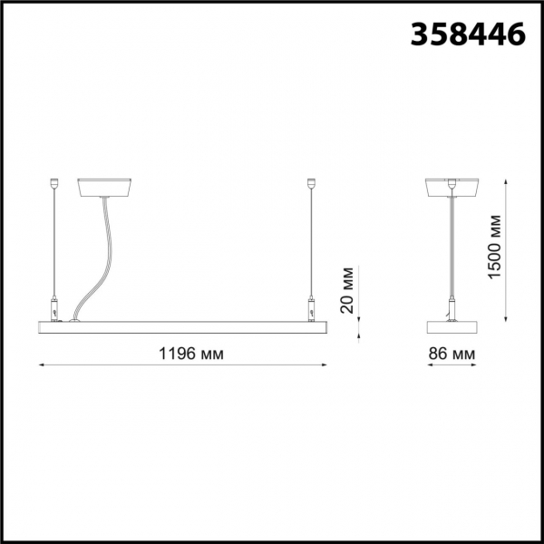 358446 OVER NT20 213 черный Подвесной светильник IP20 LED 40W вниз + 20W вверх 100-277V ITER, изображение 4