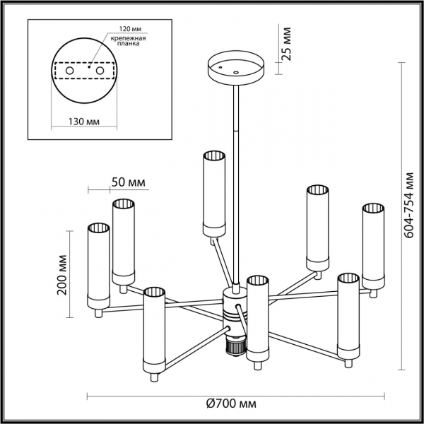 5274/8C CLASSI LN23 173 золотой Люстра потолочная E14 8*40W 220V KAMILLA, изображение 3