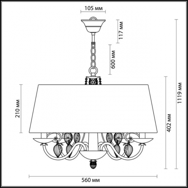 3921/4 CLASSIC ODL18 568 бронза/ткань/стекло Люстра IP20 E14 4*40W 220V NIAGARA, изображение 5