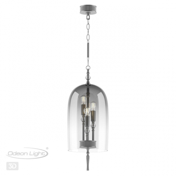 4882/3 NEO ODL_EX22 61 серебрист.с патиной/дымчатый/стекло Подвес E14 3*40W BELL, изображение 7