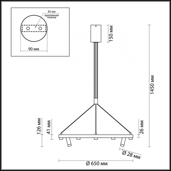 3918/48L L-VISION ODL20 201 черный/золотистый/металл Подвесной светильник LED 48W 4000K BEVEREN, изображение 4