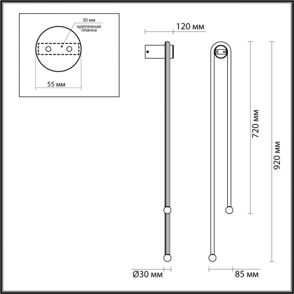 6633/18WL HIGHTECH ODL24 159 металл/черный/акрил Настенный светильник IP20 LED 18W 3000K 220V MEMFI, изображение 5