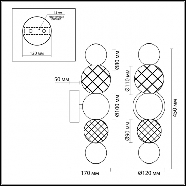 Бра 5008/7WL CRYSTAL зол LED 7W 4000K, изображение 6