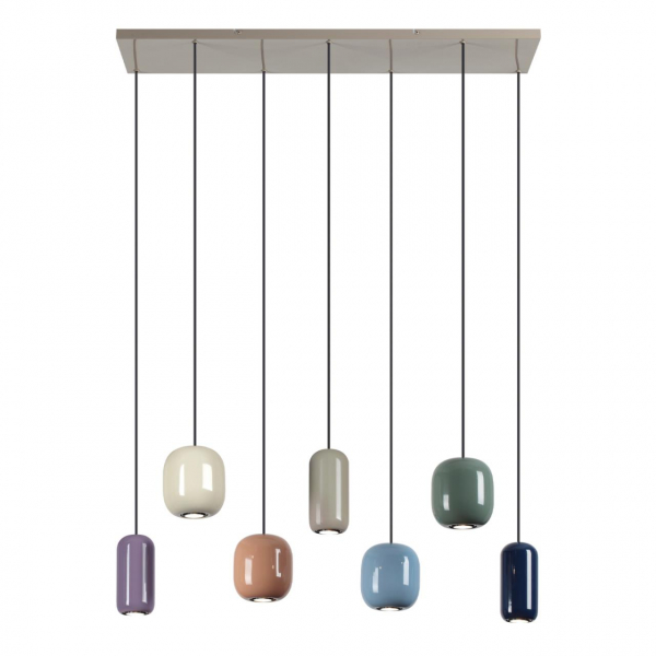 5053/7A PENDANT ODL24 311 цвет слонов.кости/мультиколор/металл Подвес GU10 LED 7*4W OVALI, изображение 2