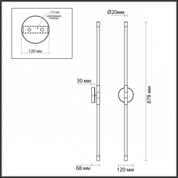 4393/20WL HIGHTECH ODL23 143 черный/металл/акрил Настенный светильник IP20 LED 12W 480Лм 3000K ANTA, изображение 4