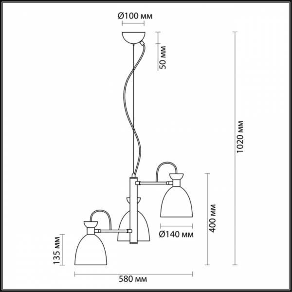 3734/3 MODERNI LN19 154 белый Люстра E27 3*60W 220V KIZZY, изображение 3