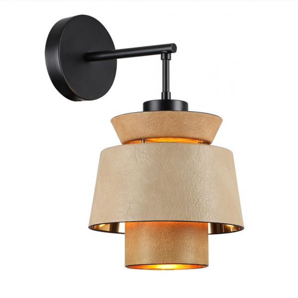 4992/1W PENDANT ODL24 401 черный/бежевый/терракотовый/золотой/металл/экокожа Бра E14 1*40W KRESSA, изображение 2