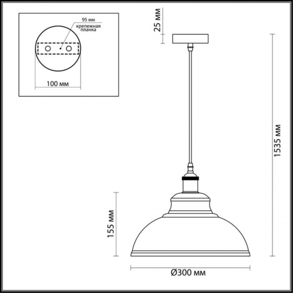 3366/1 PENDANT ODL17 380 темн.серый/бронзовый Подвес E27 60W 220V MIRT, изображение 3