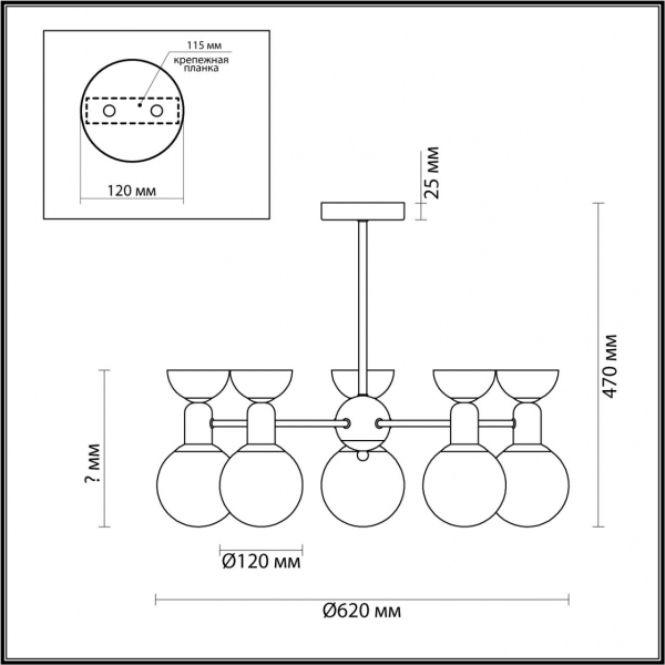 5620/5C MODERNI LN23 145 латунь Люстра потолочная G9 5*40W 220V KARISMA, изображение 3