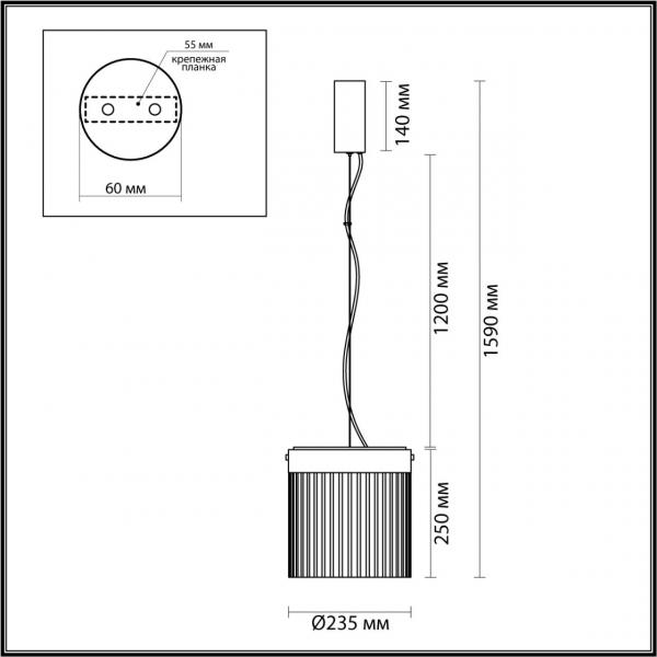 Подвес 5047/20L PILLARI черн/янт LED 20W 4000К, изображение 6