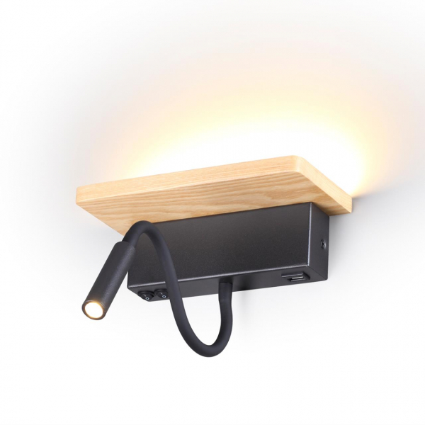 3868/8WL HIGHTECH ODL19 288 св.дерево/дерево Настен. светильник LED 8W 560Лм 3000К USB зарядка WOODY, изображение 2