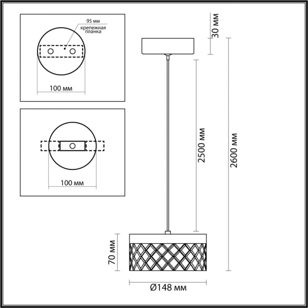5032/6L L-VISION ODL24 447 античн.бронза/металл/акрил Подвес LED 6W 4000K 497лм FIVRE, изображение 8