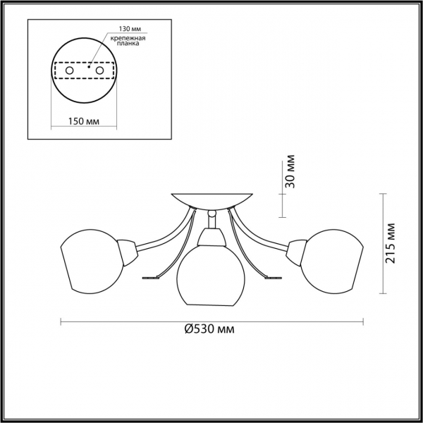 5265/5C COMFI LN23 237 античная латунь Люстра потолочная E14 5*40W 220V TULA, изображение 3