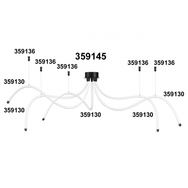 359136 KONST NT23 191 черный Подвесной комплект с 2-х метровым тросом IP20 RAMO, изображение 4