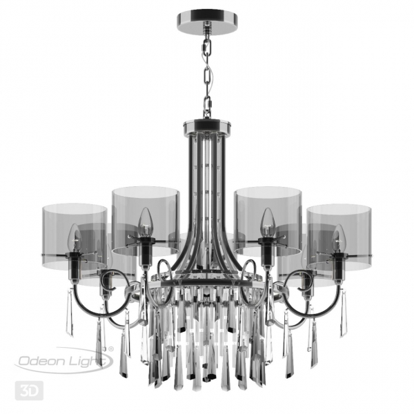 4890/7 HALL ODL_EX23 91 черный хром/дымчатый/ металл/стекло Люстра E14 7*40W NICOLE, изображение 7