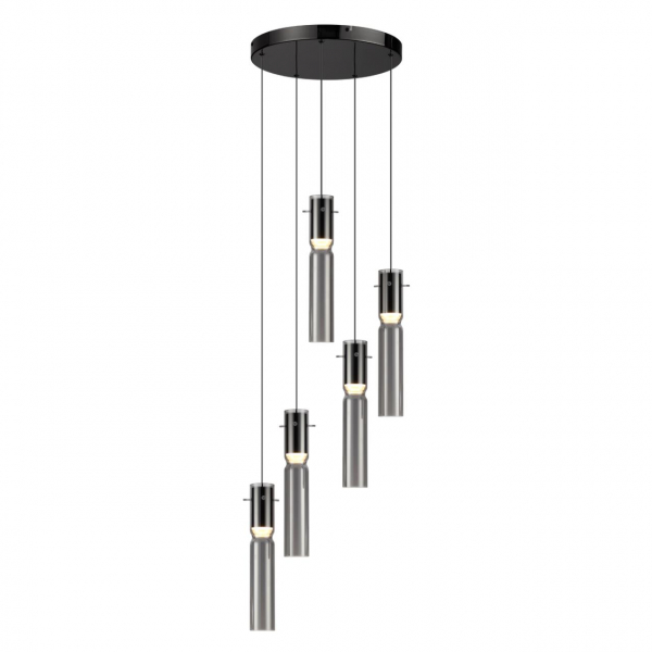 5058/25L PENDANT ODL24 325 черный/дымчатый/металл/стекло Люстра каскадная LED 5*5W 3000K SCROW, изображение 2