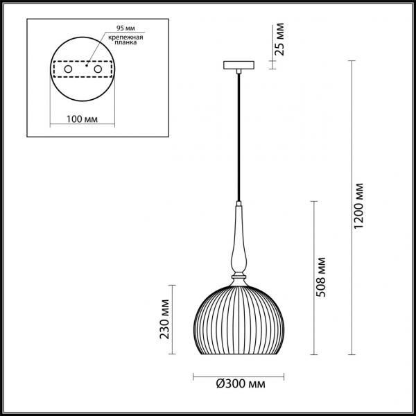 4766/1 PENDANT ODL21 369 белый/бронзовый Подвес E27 60W RUNGA, изображение 7