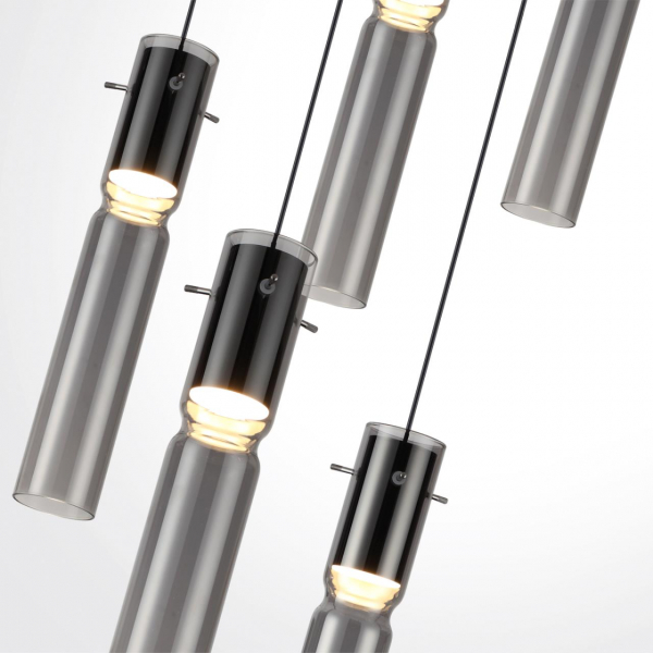 5058/25L PENDANT ODL24 325 черный/дымчатый/металл/стекло Люстра каскадная LED 5*5W 3000K SCROW, изображение 4