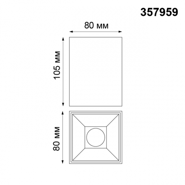 357959 OVER NT19 236 черный Накладной светильник IP20 LED 4000К 10W 200-260V RECTE, изображение 3
