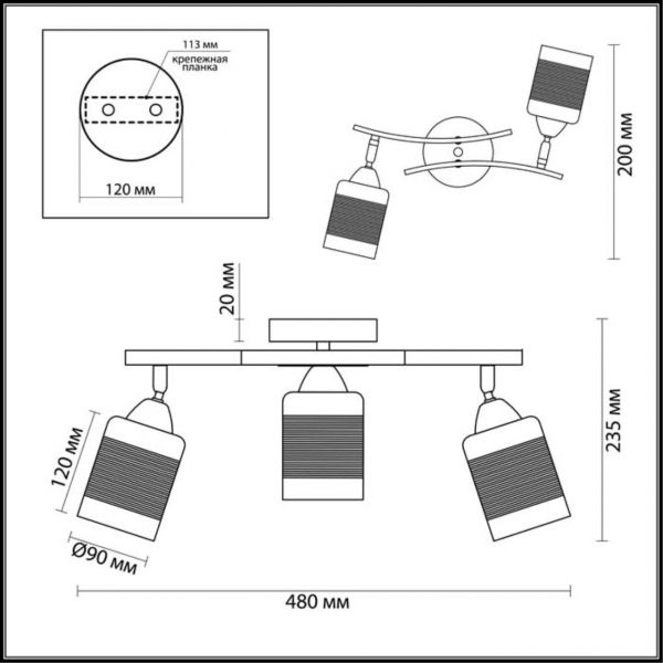 3030/3CA COMFI LN16 000 хром, кофе Люстра потолочная E27 3*60W 220V FILLA, изображение 3