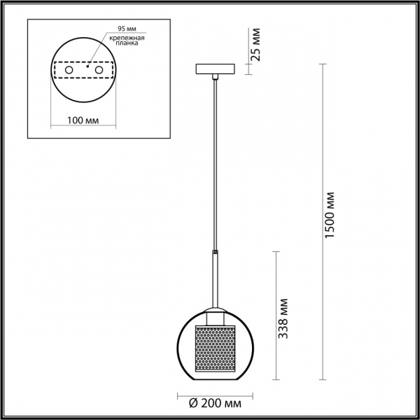4939/1 PENDANT ODL22 335 античн.бронза/металл/прозрачный/стекло Подвес E27 1*40W CLOCKY, изображение 7