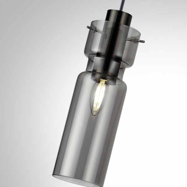 5057/1 PENDANT ODL24 323 черный/дымчатый/металл/стекло Подвес E27 1*40W SCROW, изображение 4
