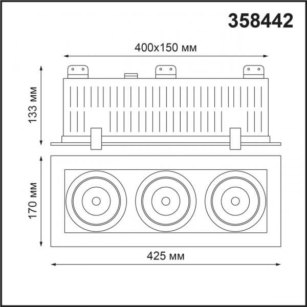 358442 SPOT NT20 266 бел/черн Встраиваемый карданный светильник IP20 LED 4000К 3*24W 100-265V GESSO, изображение 3