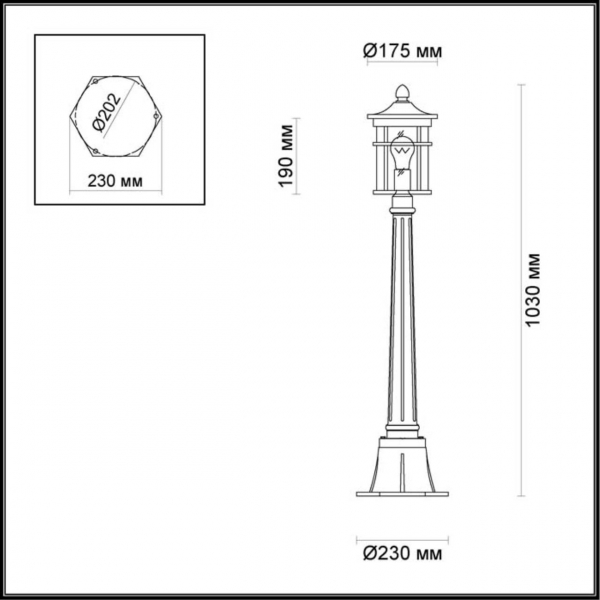 4044/1F NATURE ODL18 657 коричневый/патина Уличный светильник, 103см IP44 E27 60W 220V VIRTA, изображение 5