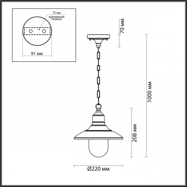 4965/1 NATURE ODL22 639 черный/стекло Ландшафтный подвес E27 1*60W IP44 CAMPA, изображение 4