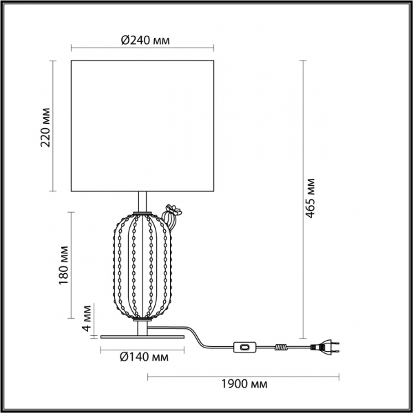 Лампа настольная 5425/1T CACTUS зол 1*Е27, изображение 8