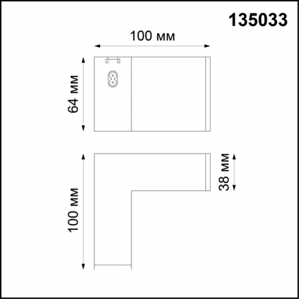 135033 OVER NT19 143 черный Соединитель - L IP20 24V RATIO, изображение 2