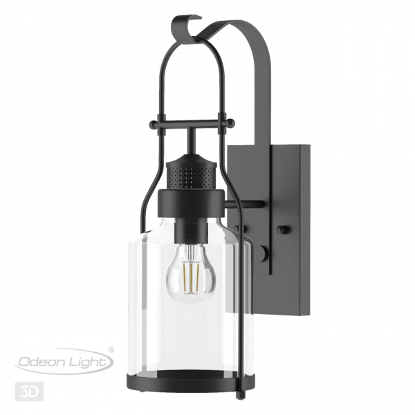 4835/1W NATURE ODL21 577 черный/стекло Ландшафтный настенный светильник E27 1*60W IP44 KALPI, изображение 5
