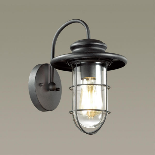 4171/1W NATURE ODL19 651 черный/прозрачный Уличный настенный светильник IP44 E27 1*60W HELM, изображение 2