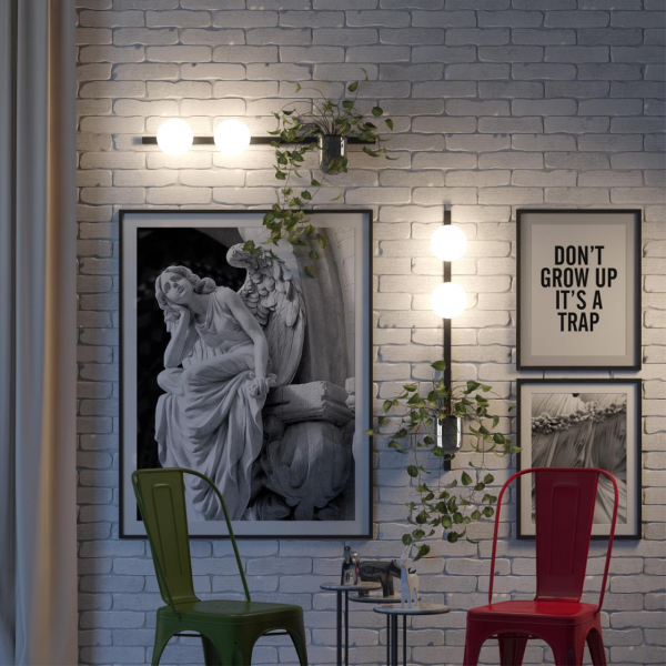 4681/2W WALLI ODL20 589 черный/белый Настенный светильник E14 2*40W 220V FLOWER, изображение 4