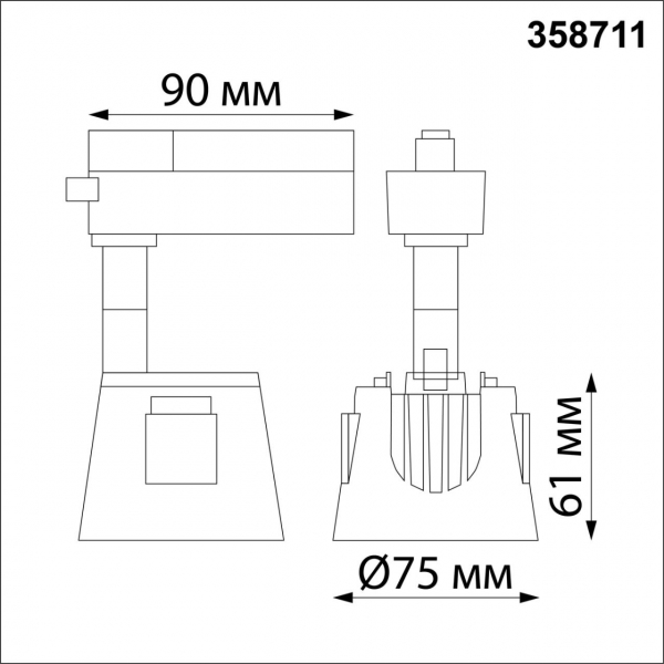 358711 PORT NT21 094 черный Светильник трековый однофазный трехжильный IP20 LED 4000K 10W 100-265V KNOF, изображение 4