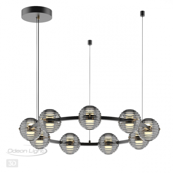5041/90L L-VISION ODL24 427 черн./золото/дымчатый/металл/стеко Люстра LED 90W 4000К 7751Лм TRONI, изображение 5