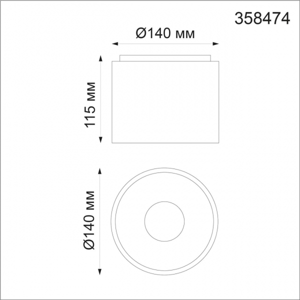 358474 OVER NT21 237 черный Светильник накладной IP20 LED 4000K 15W 200-260V RECTE, изображение 3