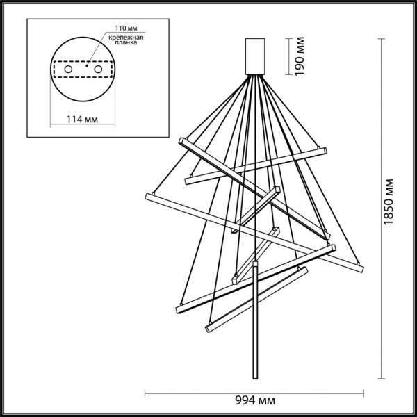 3860/96L L-VISION ODL19 193 золото Подвесной светильник LED 96W 5190Лм 3000К 220V COMETA, изображение 6