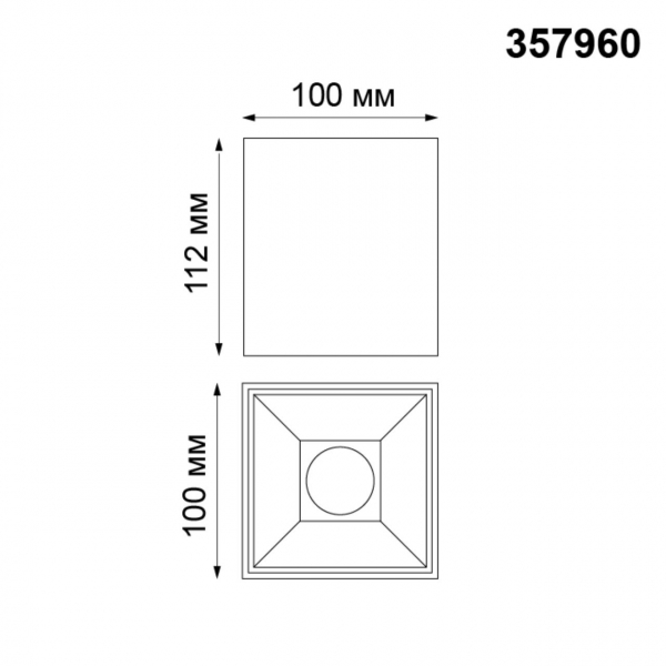 357960 OVER NT19 236 черный Накладной светильник IP20 LED 4000К 15W 200-260V RECTE, изображение 3