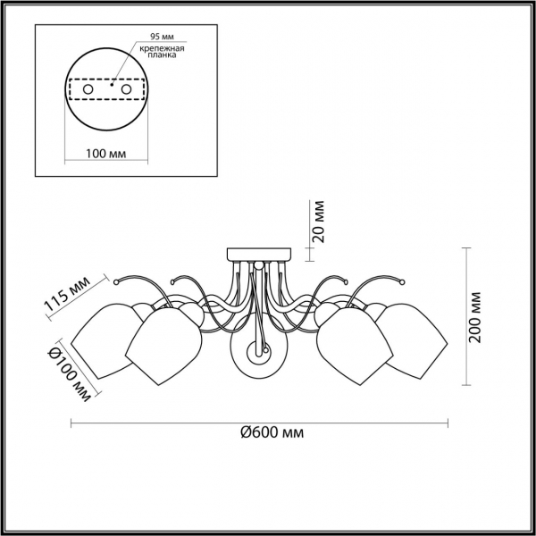 4594/5C COMFI хром Люстра Потолочная E14 5*40W 220V MARCELA., изображение 3
