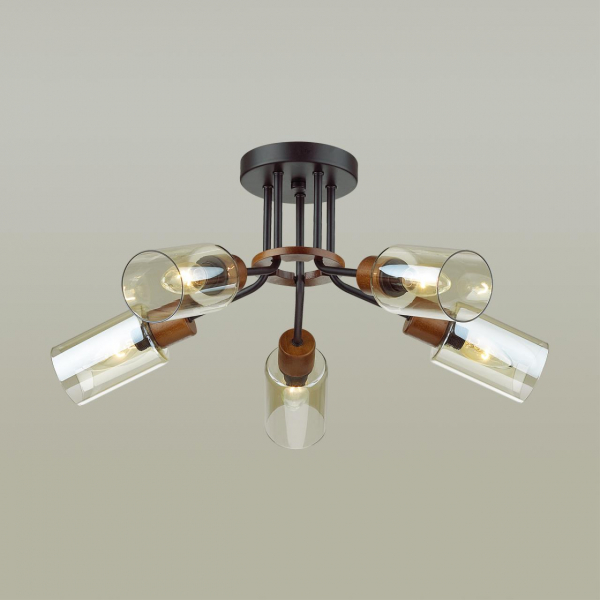4492/5C COUNTY LN20 000 черный, дерево Люстра потолочная E14 5*60W 220V FERN, изображение 2