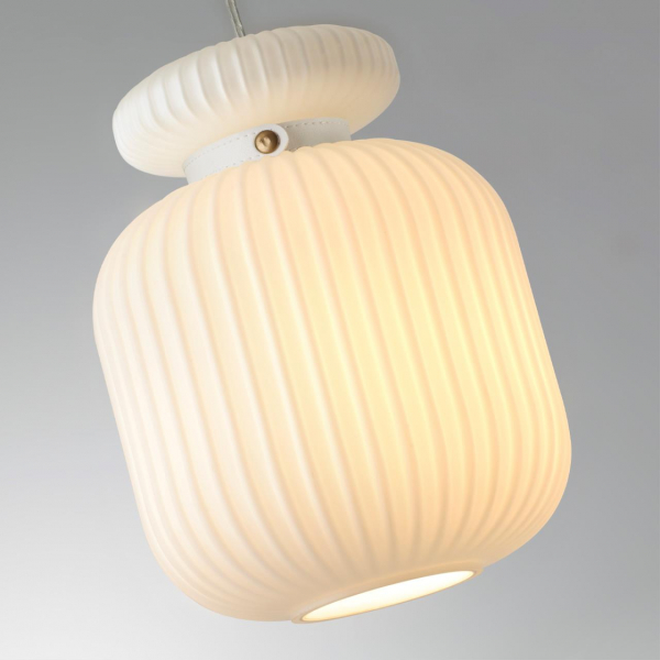 5042/1C PENDANT ODL24 309 белый/белый/металл/стекло/эко.кожа Подвес E27 1*60W JUGI, изображение 4